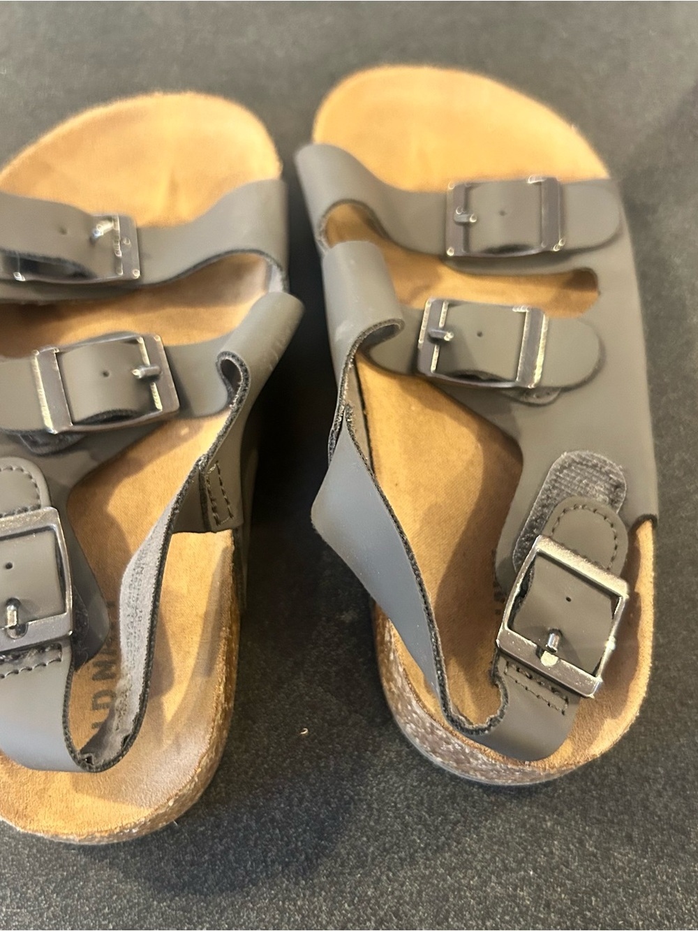 Kids Gray Buckle Sandals - Comfortable Everyday Wear- Old Navy size 10
